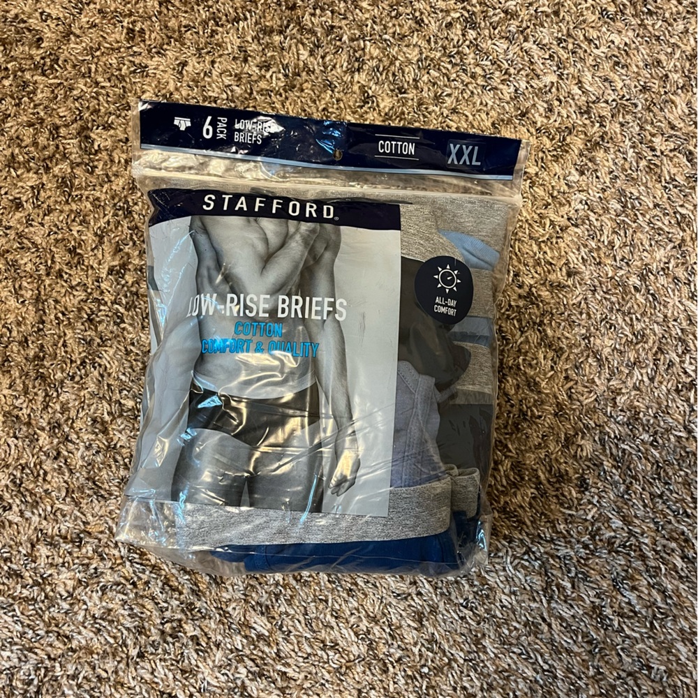 💛 NWT Stafford Men's Low-Rise Briefs - Pack of 6, Blue and Gray